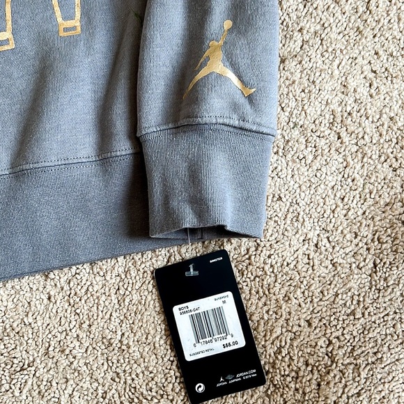 Jordan Jumpman Gray and Gold Basketball Net Graphic Sweatshirt Sz M 10 - 12 NWT - Picture 9 of 13
